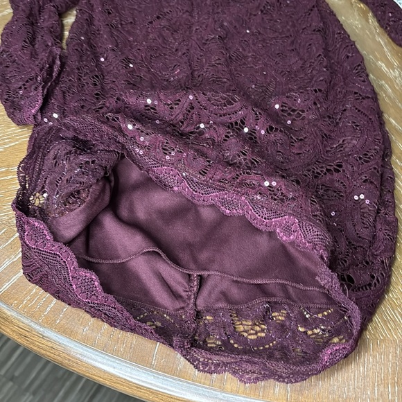 MY MICHELLE Strapless long sleeves Sequins Burgundy mini Dress - Picture 10 of 15